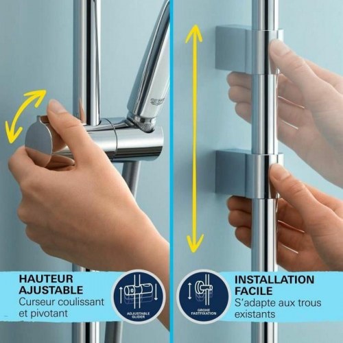 Brusesæt med termostat Grohe - krom, vægmontering