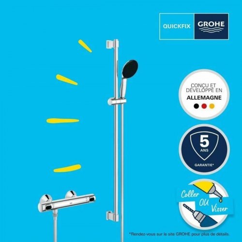 Brusesæt med termostat Grohe - krom, vægmontering