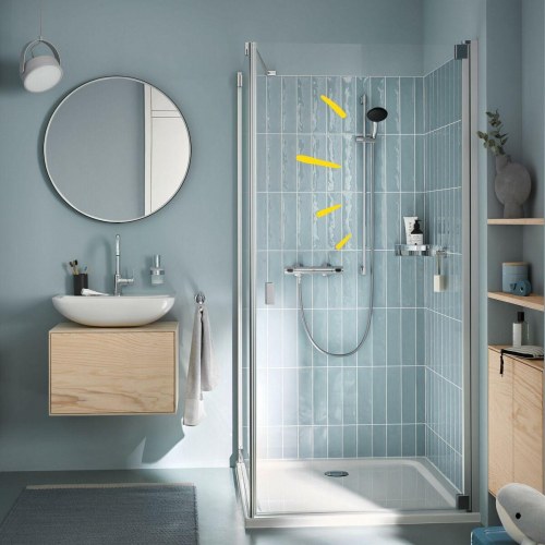 Brusesæt med termostat Grohe - krom, vægmontering