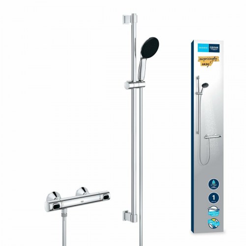 Brusesæt med termostat Grohe - krom, vægmontering