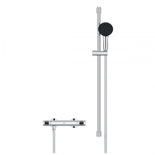 Brusesæt med termostat Grohe - krom, vægmontering