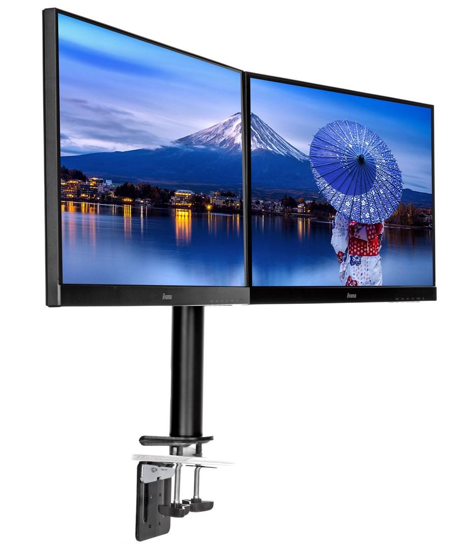 Skærmarm til 2 skærme - iiyama Simple and functional dual desktop arm billede
