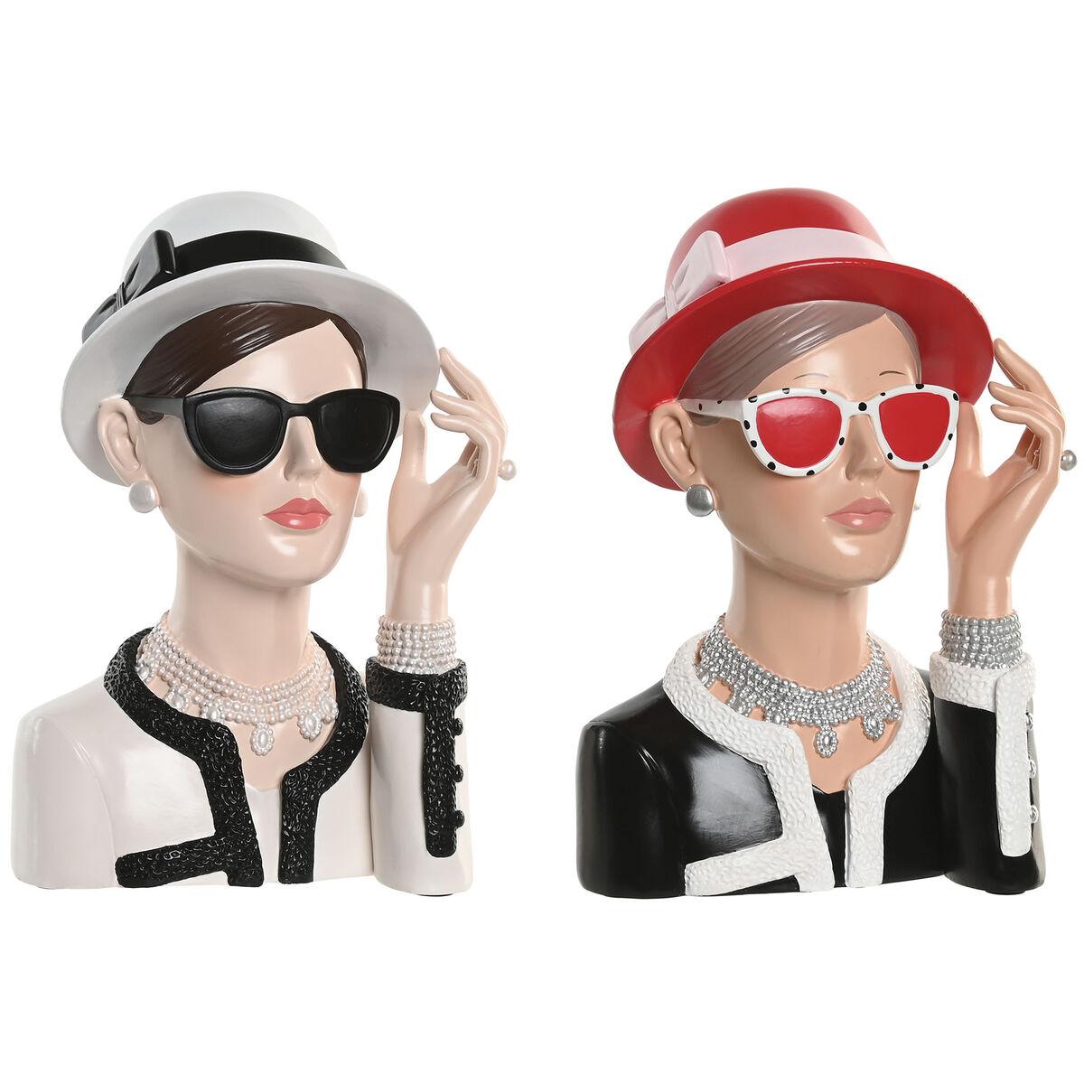 Dekorationsfigurer - dame, sort/rød, 17,5 × 14 × 27 cm (2 stk)