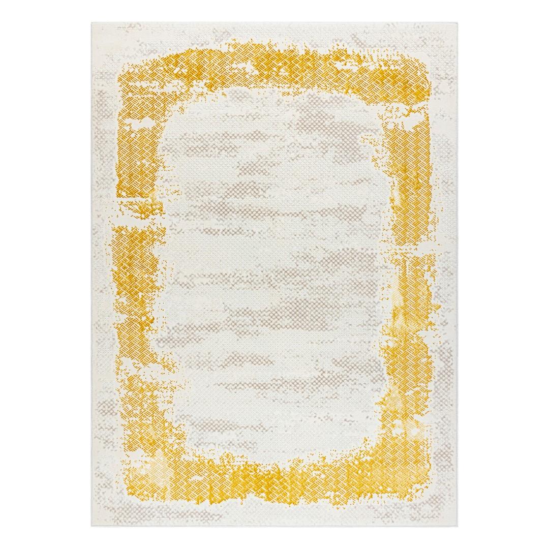Gulvtæppe - Hakano Iona Frame 4, creme/sennepsgul, 120×170 cm