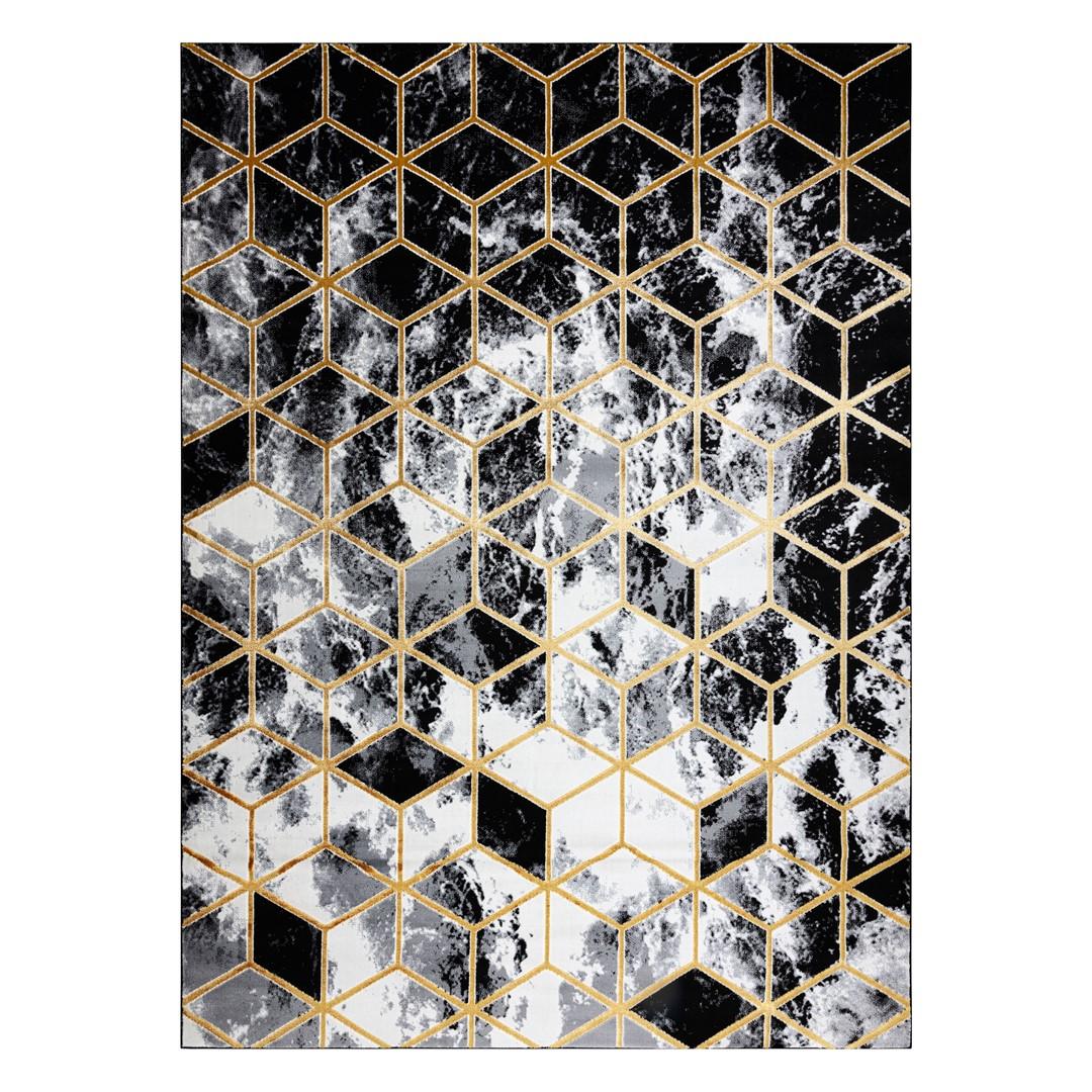 Gulvtæppe løber Hakano Mosse Hexagon – sort 80×300