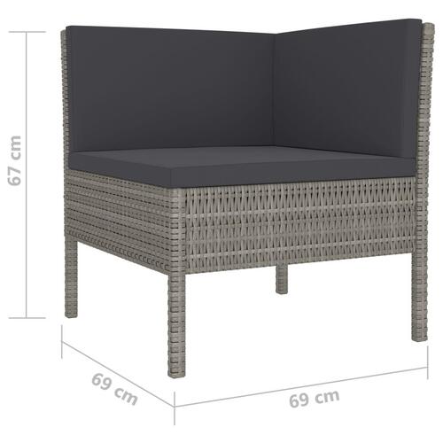 Loungesæt til haven 6 dele med hynder polyrattan grå