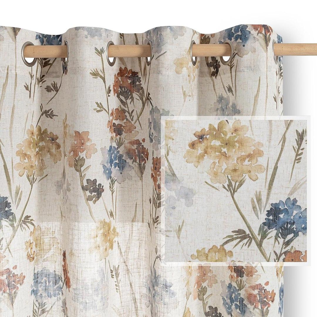 Gardin med øskner RESTILO Flosi - gul, vintage, 135×250 cm