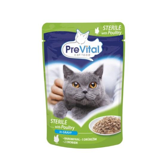 Vådfoder til kat – PREVITAL Sterile med fjerkræ i sauce, 100 g pose