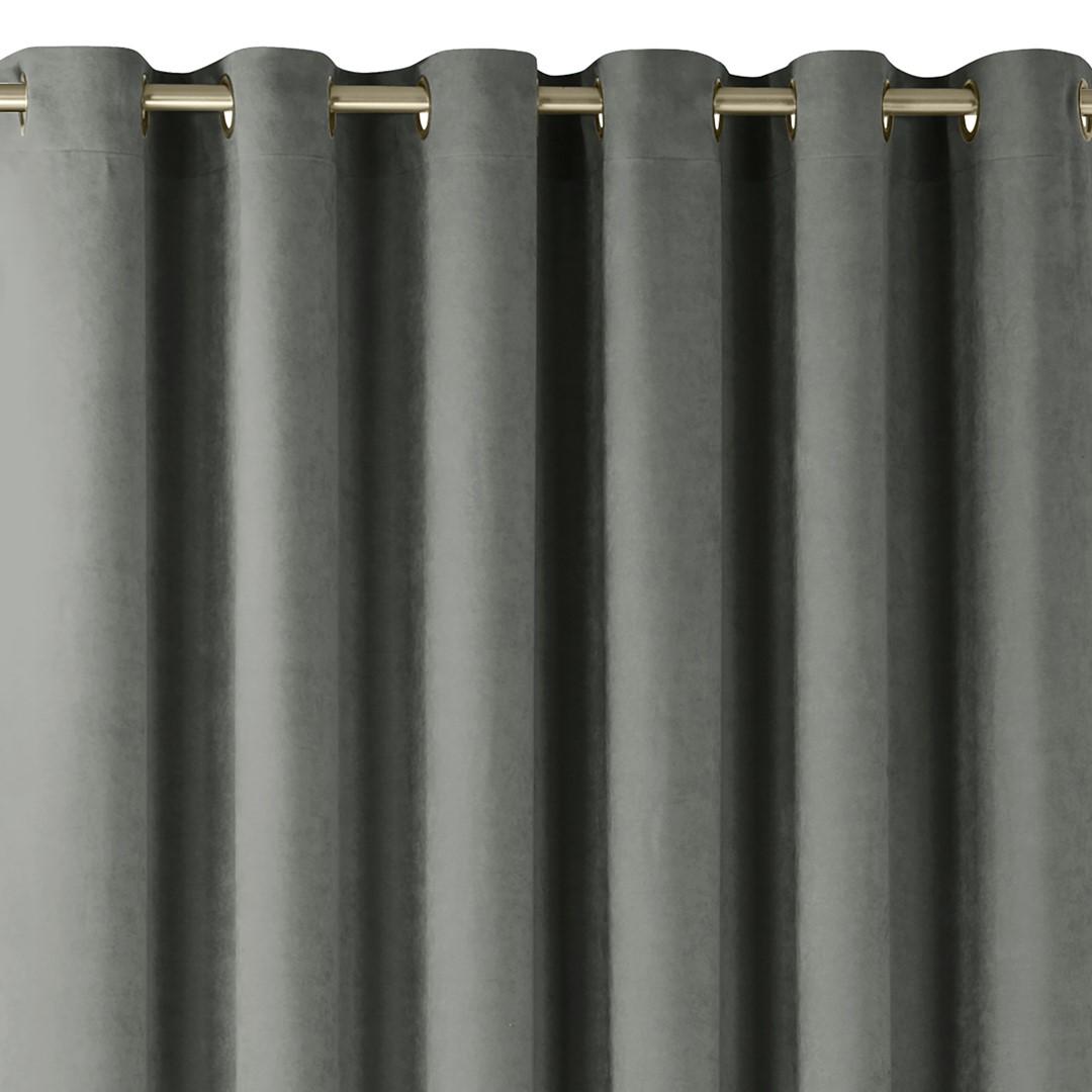 Mørklægningsgardin grå 280×270 cm - HOMEDE MILANA med guldmetal-øjer, chenille