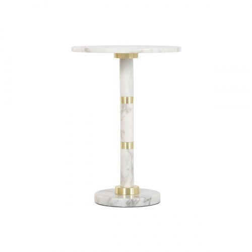 Sofabord marmor - , hvid/guld, 41 × 41 × 58 cm