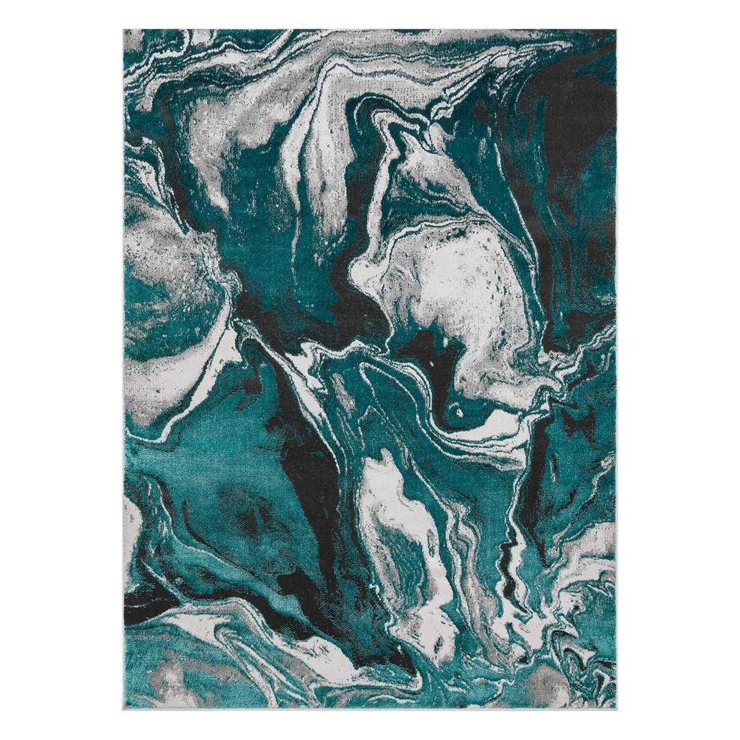 Gulvtæppe havgrøn 140×190 - Hakano Welli Abstract