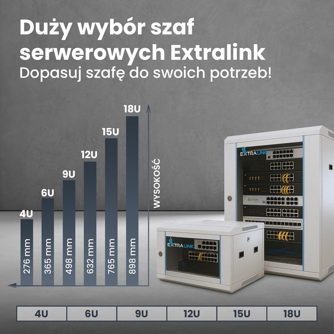 Serverrack vægskab Extralink 18U 600×450 grå billede