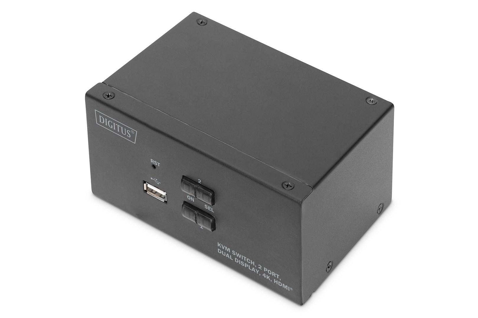 KVM-switch 2-port med dobbelt skærm 4K HDMI – Digitus billede