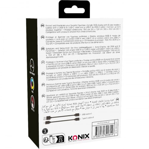 KONIX LED displayboks til samlerobjekter - multifarvet lys
