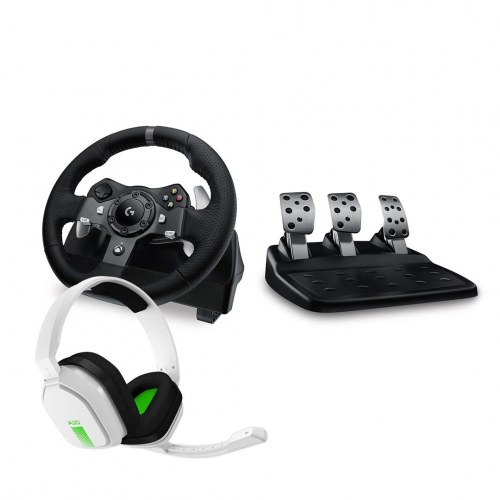 Racing rat og pedaler til gaming - Logitech G920 + A10 (hvid)