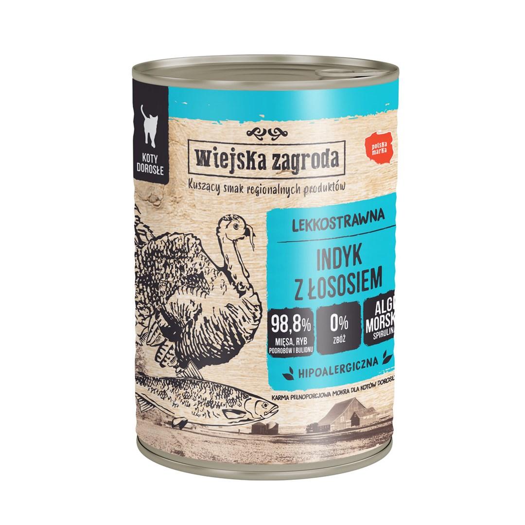 Vådfoder til kat – wiejska zagroda kalkun med laks 400 g