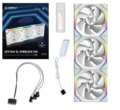 Lian Li UNI FAN SL Wireless 3-pack White - Kabinet køler - 120mm - Hvid - 29 dBA