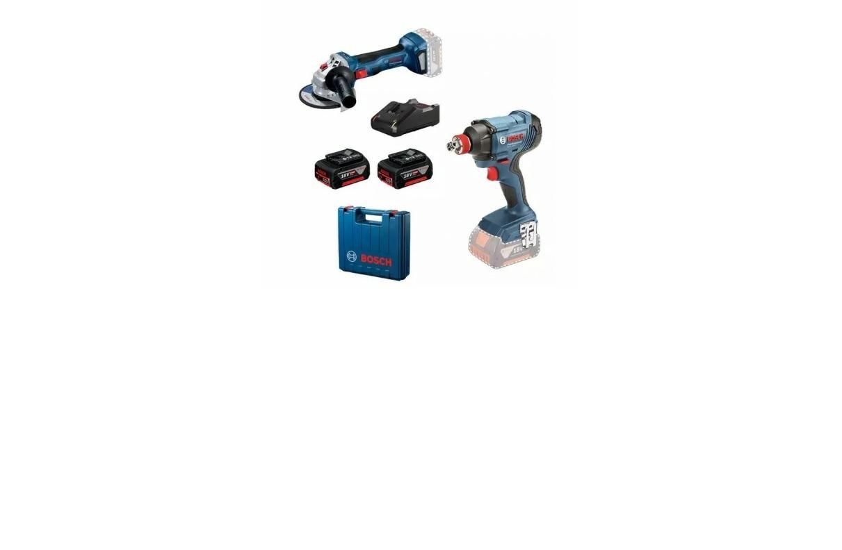 Slagskruetrækker og vinkelsliber 18V sæt – Bosch GDX 180-LI + GWS 180, 2×4,0 Ah billede