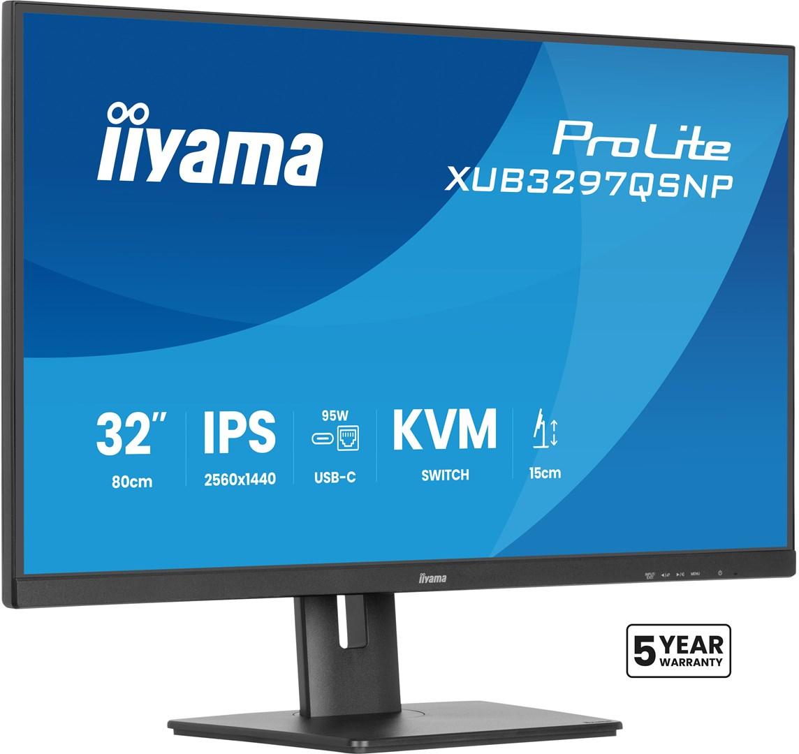 Skærm 32" QHD IPS med USB-C 95 W, KVM og LAN - iiyama ProLite XUB3297QSNP billede
