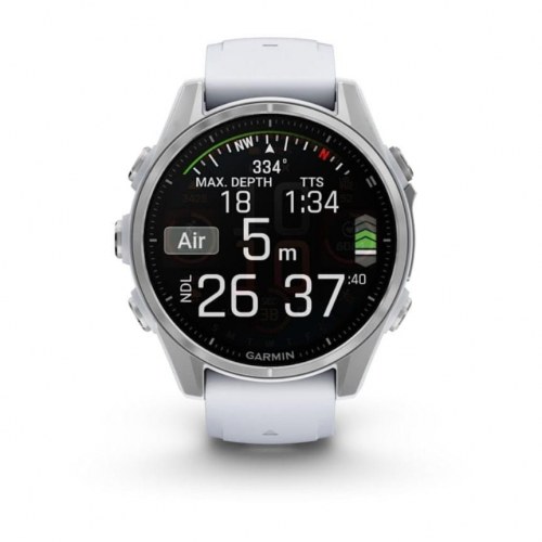 Sportsur Garmin Fenix 8 – 43 mm AMOLED, sølv/hvid, GPS & Wi‑Fi
