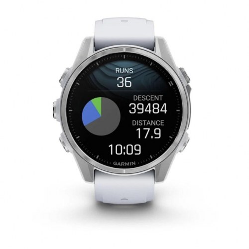 Sportsur Garmin Fenix 8 – 43 mm AMOLED, sølv/hvid, GPS & Wi‑Fi