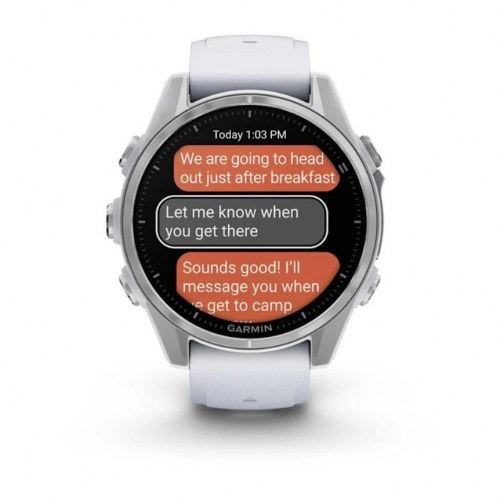 Sportsur Garmin Fenix 8 – 43 mm AMOLED, sølv/hvid, GPS & Wi‑Fi