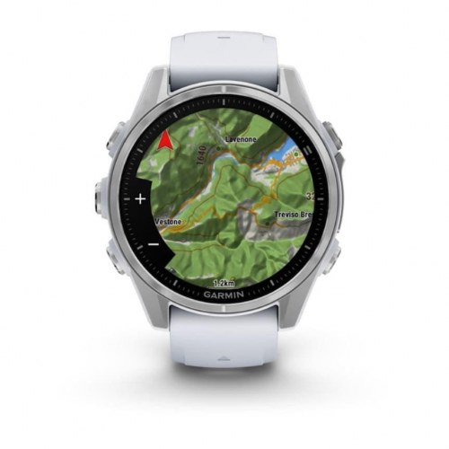 Sportsur Garmin Fenix 8 – 43 mm AMOLED, sølv/hvid, GPS & Wi‑Fi