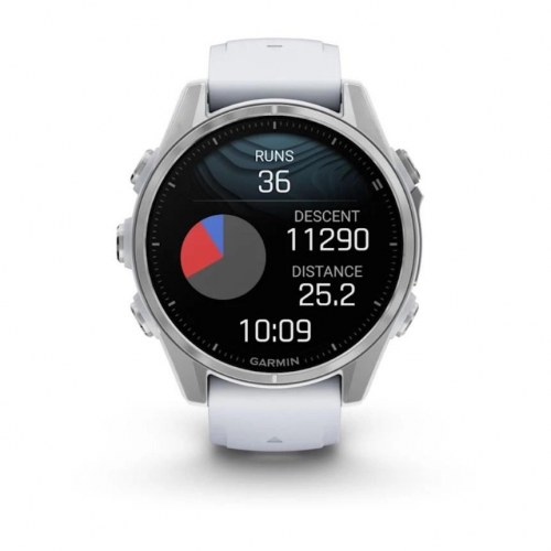 Sportsur Garmin Fenix 8 – 43 mm AMOLED, sølv/hvid, GPS & Wi‑Fi