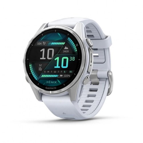 Sportsur Garmin Fenix 8 – 43 mm AMOLED, sølv/hvid, GPS & Wi‑Fi
