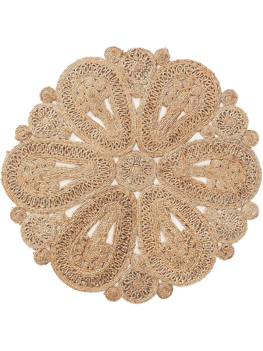 Rundt gulvtæppe Benuta Kamala 2 - lysebrun jute 120 cm
