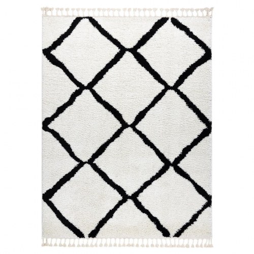 Gulvtæppe løber Hakano Welben Cross 60×250 cm – hvid/sort boho