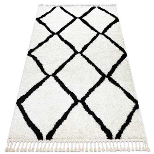 Gulvtæppe løber Hakano Welben Cross 60×250 cm – hvid/sort boho