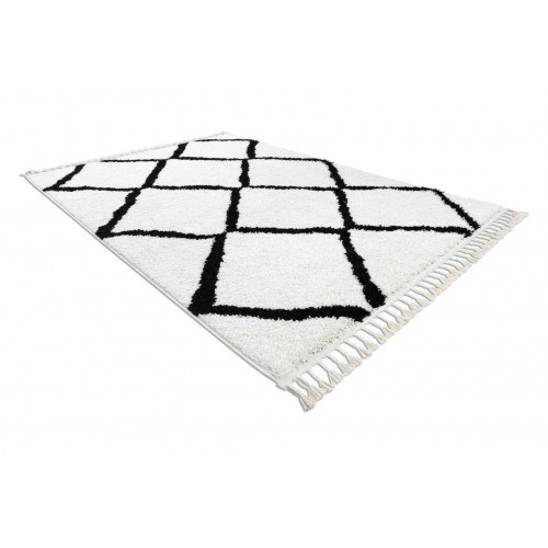 Gulvtæppe løber Hakano Welben Cross 60×250 cm – hvid/sort boho