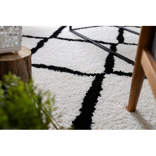 Gulvtæppe løber Hakano Welben Cross 60×250 cm – hvid/sort boho