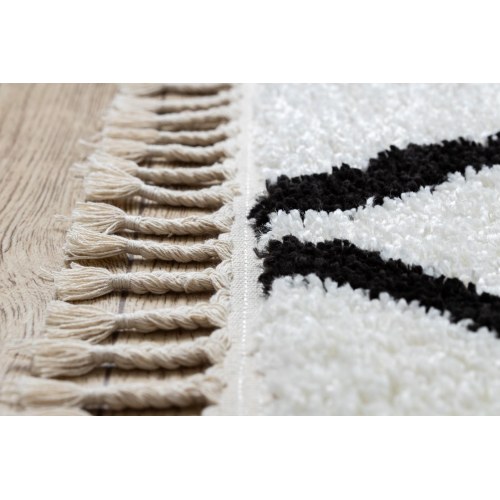 Gulvtæppe løber Hakano Welben Cross 60×250 cm – hvid/sort boho