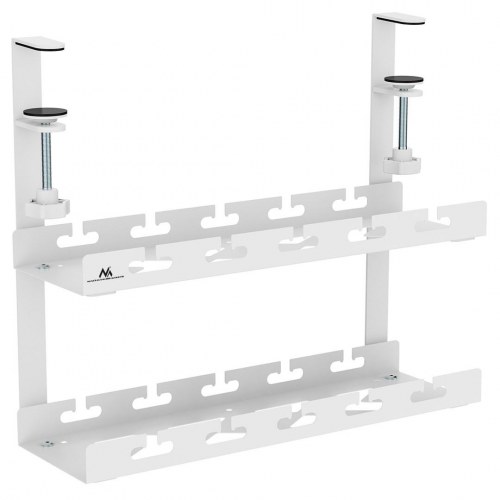 Kabelholder til skrivebord – Maclean under-bord kabelorganizer, 2 niveauer, hvid