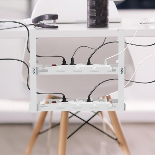 Kabelholder til skrivebord – Maclean under-bord kabelorganizer, 2 niveauer, hvid