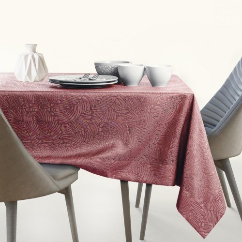 Dug lyserød 140×320 - AmeliaHome Gaia, præget plantemotiv