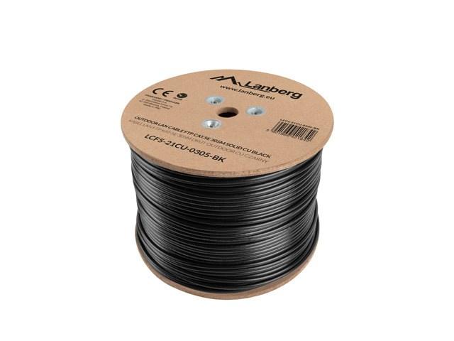Lanberg CAT 5e Kabel med folie og kobberfletning (FTP) 305m Bulkkabel Sort