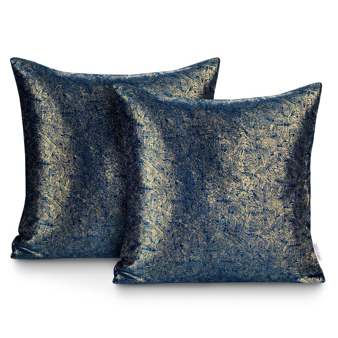 Pudebetræk 45x45 - Veras indigo/guld (sæt af 2)