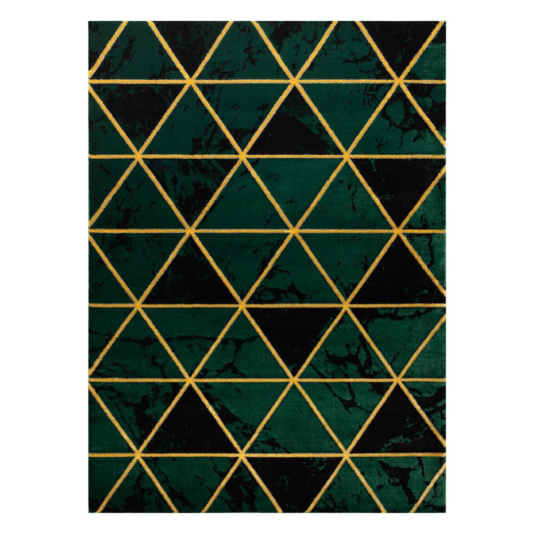 Gulvtæppe Hakano Estema Marbletriangles flaskegrøn 140×190