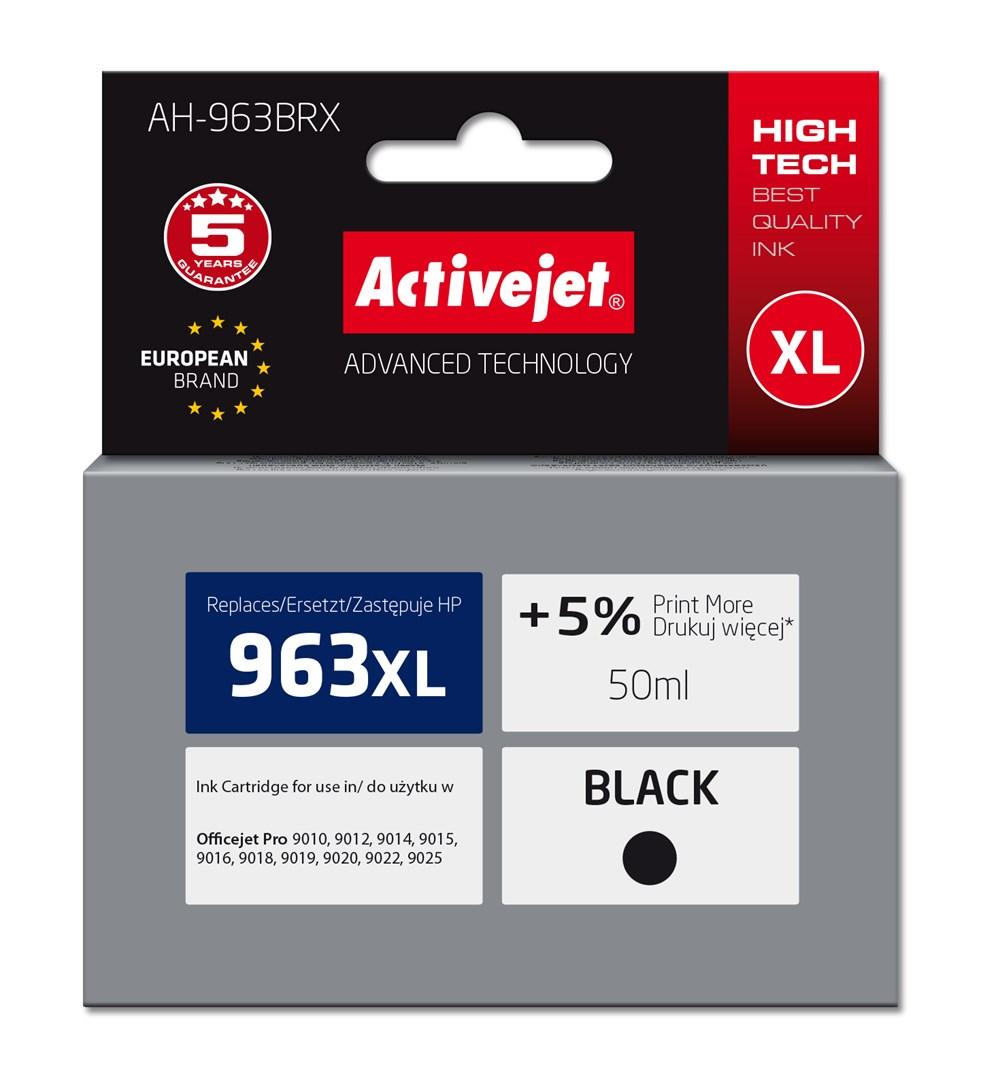 Blækpatron Activejet AH-963BRX - erstatning for HP 963XL, sort, XL, 50 ml