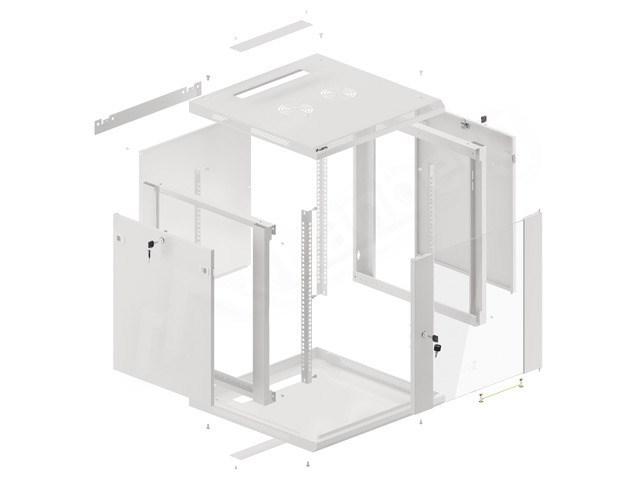 Lanberg WF01-6612-10S vægmonteret rackskab 12U - 19" - grå (RAL 7035)
