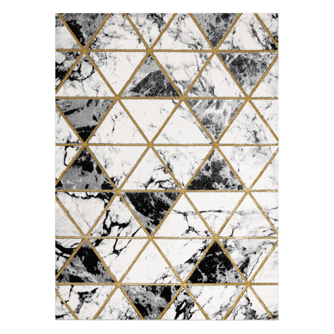Gulvtæppe 120x170 - Hakano Estema Marbletriangles, sort/hvid