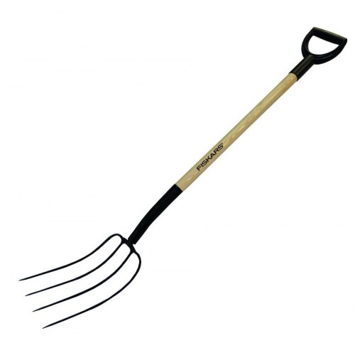 Havegreb 4-tandet – Fiskars med træskaft