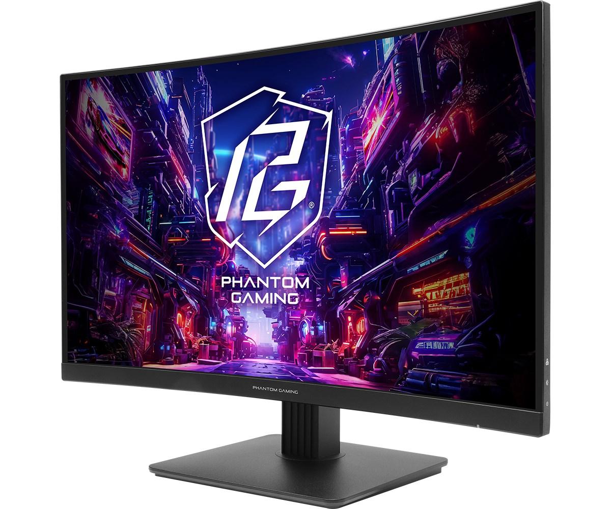 Gaming skærm 27" Asrock Phantom Gaming, 2560 × 1440, 180 Hz, buet VA, sort billede