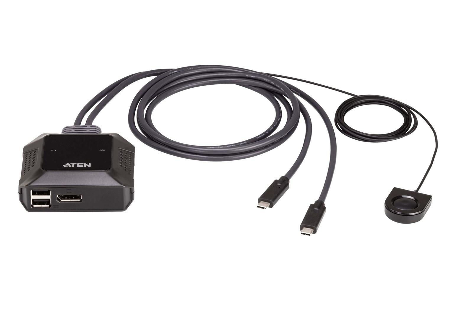 KVM-switch USB-C 2-porte 4K DisplayPort - ATEN med fjernbetjent portvælger billede