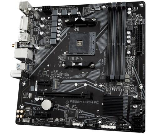 Bundkort micro ATX - Gigabyte A520M DS3H AC, AM4, Wi‑Fi 5, USB 3.2 billede