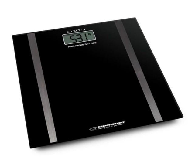 Badevægte Esperanza EBS018K - elektronisk glasvægt, sort, 180 kg billede