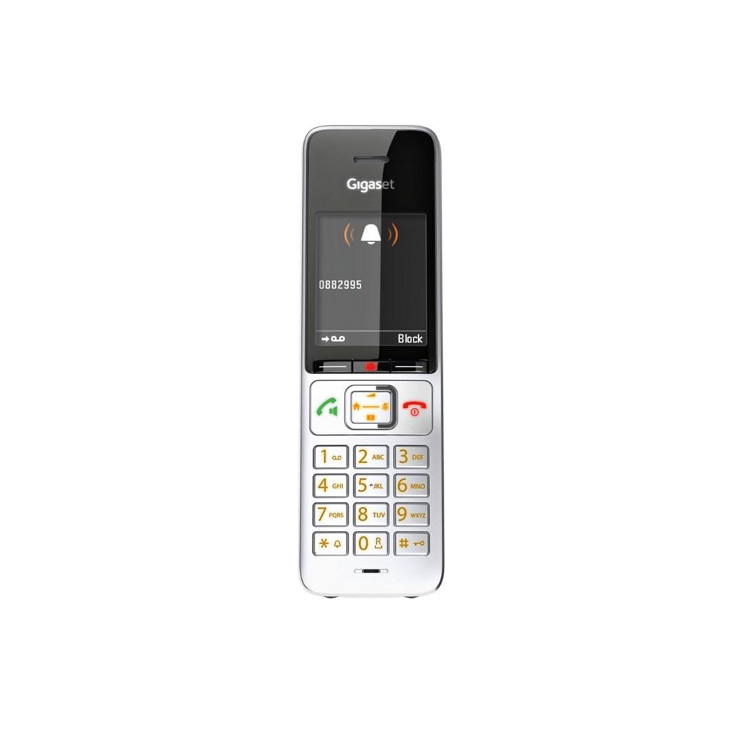 Fastnettelefon Gigaset COMFORT 500A – analog/DECT med nummer­visning, sort/sølv billede